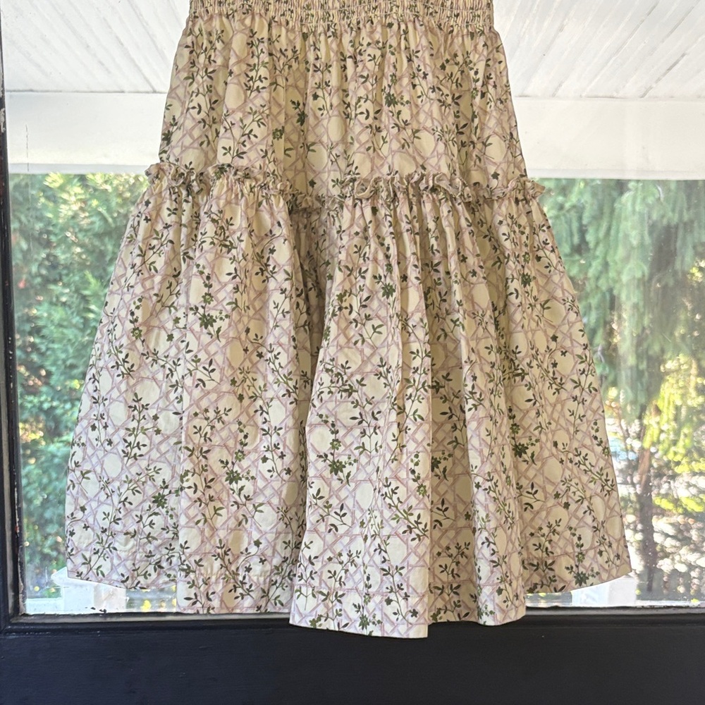 Hill House Mini Floral Sundress in Cream and Green - Picture 11 of 15